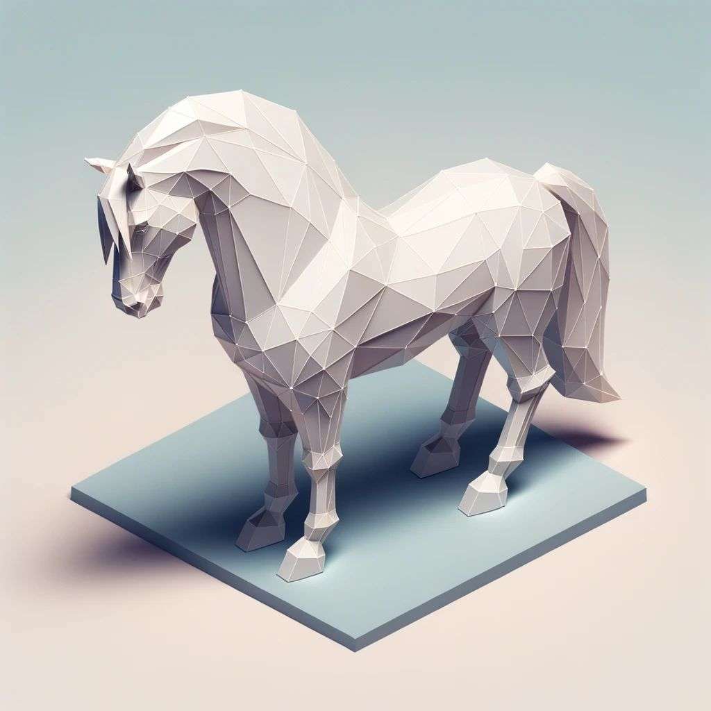 a horse, low polygon isometric render